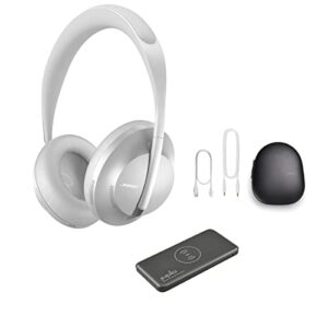 bose headphones 700 noise cancelling bluetooth headphones, luxe silver with powervault iii 10000mah wireless charger