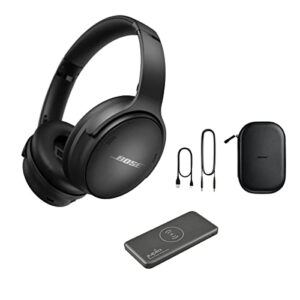 bose quietcomfort 45 wireless noise cancelling headphones, triple black with power bank charger