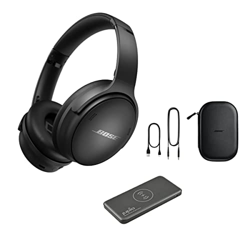 Bose QuietComfort 45 Wireless Noise Cancelling Headphones, Triple Black with Power Bank Charger