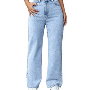 MakeMeChic Women's Straight Leg Jeans Casual High Waisted Denim Pants Light Wash A M