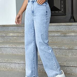 MakeMeChic Women's Straight Leg Jeans Casual High Waisted Denim Pants Light Wash A M