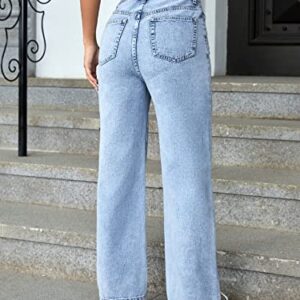 MakeMeChic Women's Straight Leg Jeans Casual High Waisted Denim Pants Light Wash A M