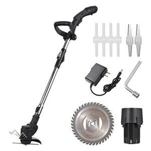 ailgely cordless grass trimmer weed wacker 12v weed-wacking machine lightweight adjustable height metal cutting blade for garden and yard bush mowing grass lawn pruning