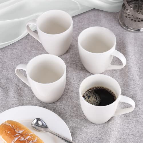 Mfacoy White Coffee Mugs Set of 4, 16 Ounce Coffee Mugs with Handles, Ceramic Coffee Cups, Porcelain Mugs Sets, Large Coffee Mugs for Coffee, Tea, Hot Cocoa, Milk, Microwave and Dishwasher Safe