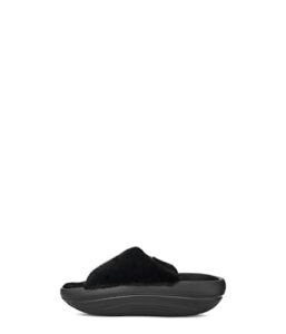 ugg women's foamo uggplush slide sandal, black, 6
