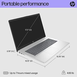 HP 17 inch Laptop, HD+ Display, 12th Generation Intel Core i5-1235U, 8 GB RAM, 512 GB SSD, Intel Iris Xe Graphics, Windows 11 Home, 17-cn2099nr (2023)