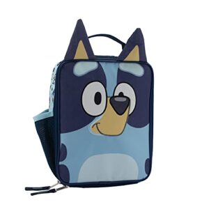 bluey insulated lunch box for kids & toddlers, girls & boys insulated lunch bag with 3d features and top padded handle, blue