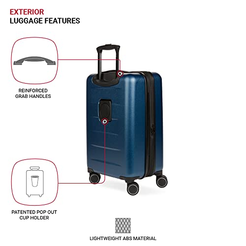 SwissGear 8020 Hardside Expandable Luggage with Spinner Wheels, Navy, Carry-On 18-Inch