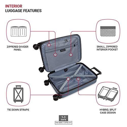 SwissGear 8020 Hardside Expandable Luggage with Spinner Wheels, Navy, Carry-On 18-Inch