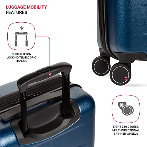 SwissGear 8020 Hardside Expandable Luggage with Spinner Wheels, Navy, Carry-On 18-Inch