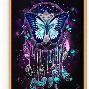 cupmod Fantasy Dream Catcher Cross Stitch Kits,Butterfly Stamped Cross Stitch Kits for Adults,Counted Embroidery Needlepoint Kits Patterns Crafts Decor