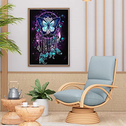 cupmod Fantasy Dream Catcher Cross Stitch Kits,Butterfly Stamped Cross Stitch Kits for Adults,Counted Embroidery Needlepoint Kits Patterns Crafts Decor