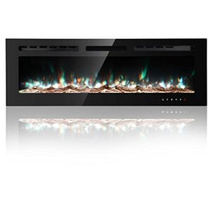 50 inch electric fireplace wall mounted, led fireplace, wall fireplace electric with remote control, electric fireplace inserts, adjustable flame colors and speed