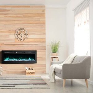 50 inch Electric Fireplace Wall Mounted, Led Fireplace, Wall Fireplace Electric with Remote Control, Electric Fireplace Inserts, Adjustable Flame Colors and Speed