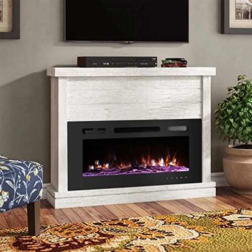 50 inch Electric Fireplace Wall Mounted, Led Fireplace, Wall Fireplace Electric with Remote Control, Electric Fireplace Inserts, Adjustable Flame Colors and Speed