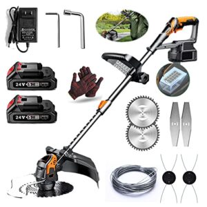 electric weed eater battery powered weed wacker, string trimmers with remaining power display, adjustable machine head electric lawn edger for garden and yard