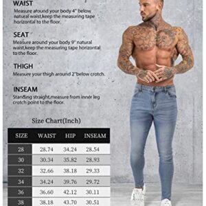 Woenzaia Black Ripped Skinny Jeans for Men Stretch Slim Fit Distressed Denim Jeans Tapered Jean Pants