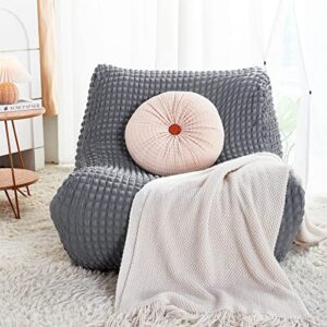 Bean Bag Chair Cover (No Filler, Cover Only) for Adults and Kids, Giant Soft PV Velvet Lazy Floor Sofa Bed Slipcover, Beanbag Protector Cover for Organizing Plush Toys or Textile (Light Grey)