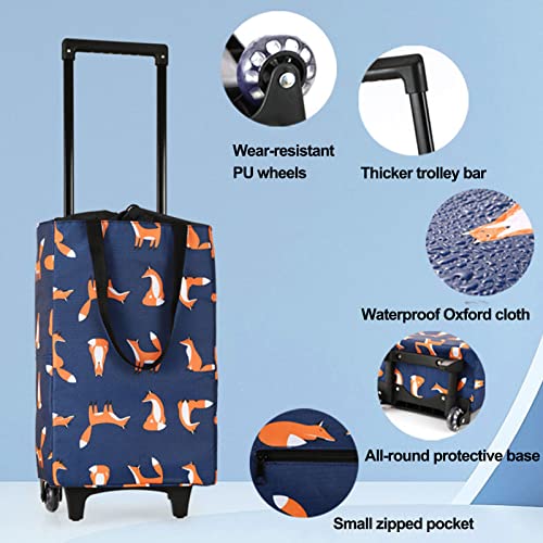 LÜZHONG Shopping Bag On Wheels | Trolley Bag with Pattern | 23L Portable Capacity, Elegant and Foldable Shopping Cart for Groceries|2 Wheel| Thermal Liner