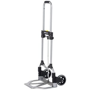 magna cart ideal slim steel folding hand truck dolly cart with 150-pound capacity, extendable handle, and retractable rubber wheels, silver/black