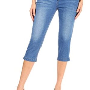 Women's Capris Jean Skinny Pull-On Denim Capri Pants for Women Cropped Jeans Size XL Blue Denim