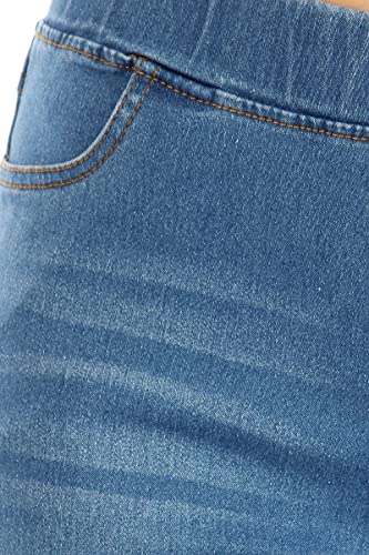 Women's Capris Jean Skinny Pull-On Denim Capri Pants for Women Cropped Jeans Size XL Blue Denim
