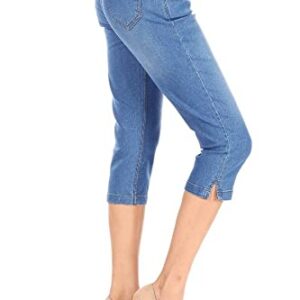 Women's Capris Jean Skinny Pull-On Denim Capri Pants for Women Cropped Jeans Size XL Blue Denim