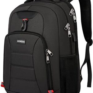 Laptop Backpack 15.6 Inch School Backpack for Teen Boys, Travel Backpack Large Water Resistant College Backpack Bookbag for Men Women with USB Charging Port, Black