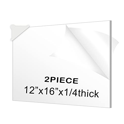 Clear Acrylic Plexiglass Sheet-1/4 Thick Cast - 12" x 16" (2 Pack)6mm Clear Acrylic Sheets for DIY, Signs and Crafts