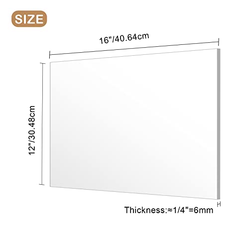 Clear Acrylic Plexiglass Sheet-1/4 Thick Cast - 12" x 16" (2 Pack)6mm Clear Acrylic Sheets for DIY, Signs and Crafts