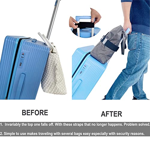 JOONMING Travel Belt for Luggage Over Handle for Carry on Bag， 2-in-1 Adjustable Elastic Luggage Straps for Suitcases Add a Bag for Airport, Trip, Boarding