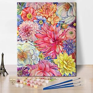 tumovo floral paint by numbers for adults beginners kits floral diy oil painting kit colorful flower canvas acrylic pigment arts craft for home wall decor gift 16x20 inch