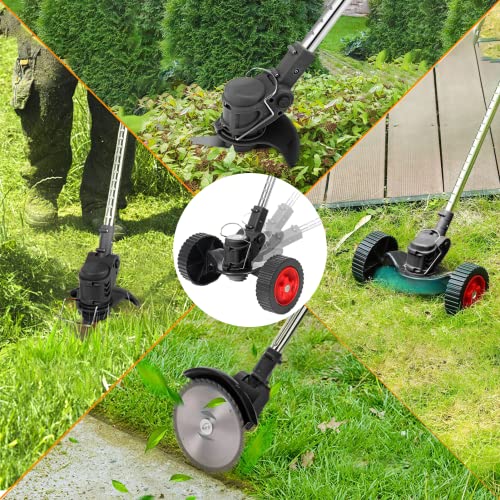 Cordless Weed Wacker Electric Weed Eater 21V Battery Powered Brush Cutter Grass Edger, Portable Grass Trimmer/Lawn Edger/Mower/Brush Cutter, with 5 Types Blades & Wheels for Yard and Garden