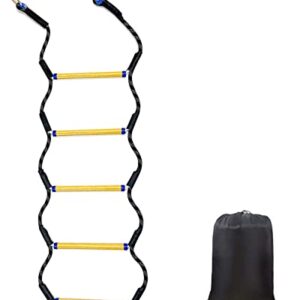 Boat Rope Ladder, 5 Step Heavy Duty 400Lbs Strength Rope Ladder for Inflatable Boat, Fishing Boat, Kayak, Motorboat, Canoeing, Extra Long Portable Marine Boarding Rope Ladder (Black)