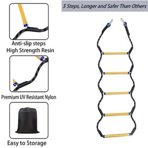 Boat Rope Ladder, 5 Step Heavy Duty 400Lbs Strength Rope Ladder for Inflatable Boat, Fishing Boat, Kayak, Motorboat, Canoeing, Extra Long Portable Marine Boarding Rope Ladder (Black)