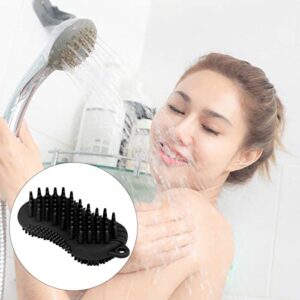 Silicone Body Scrubber, Dual Side Ergonomic Handle Shower Brush Safe Silicone Body Massage Silicone Body Brush Gentle Scrub for Body Hair(Black)