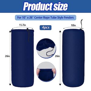 4 Packs Boat Fender Cover 10" x 26" Fleece Marine Bumper Covers for Center Rope Tube Style Fenders (Boat Fender Not Included) (Navy Blue)