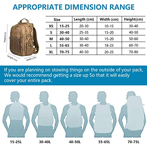Waterproof Backpack Rain Cover(15-75L),Portable Anti Slip Rain Cover for Backpack,Cross Buckle Straps,Outdoor Anti-tear Backpack Raincover for Camping Hiking Biking Hunting Traveling (S(30-40L))
