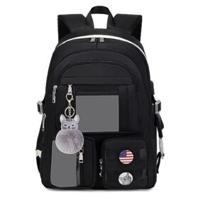 teecho waterproof backpack for teen girls cute laptop backpack for women stylish travel rucksack black