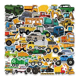 50pcs transportation vehicle truck stickers decals for kids toddlers boys girls, cartoon vehicle vinyl stickers for water bottle laptop skateboard car helmet luggage, perfect party favors and supplies