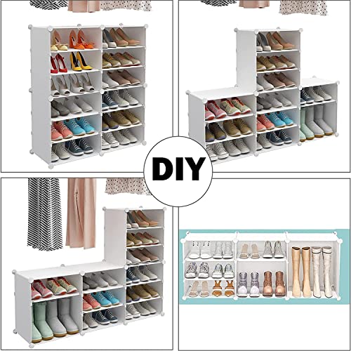 MAGINELS Shoe Rack Organizer 72 Pairs Shoe Cabinet Storage for Closet Living Room Bedroom Hallway, White