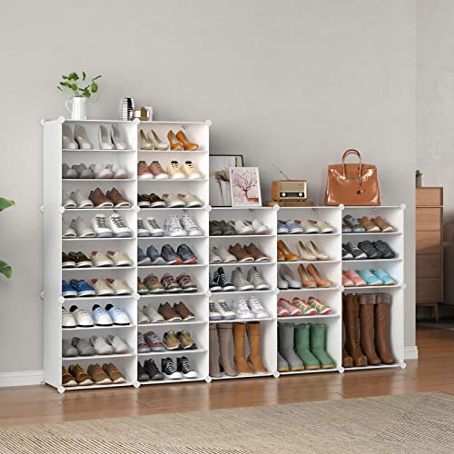 MAGINELS Shoe Rack Organizer 72 Pairs Shoe Cabinet Storage for Closet Living Room Bedroom Hallway, White