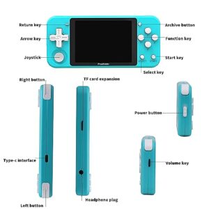 Handheld Game Console 3 inch IPS Screen with 64G TF Cards-Free Games, Mini Retro Open Source System Games Consoles, Compatible with 12 Simulators, Portable Pocket Hand Held Game Video Consoles (Blue)