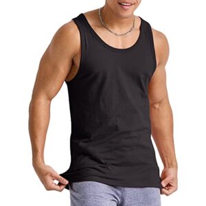 hanes originals tri-blend top, lightweight men, sleeveless tank shirt, black