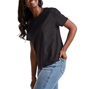 Hanes Originals Tri-Blend, Lightweight T-Shirt for Women, Relaxed Fit, Black, 2X Large