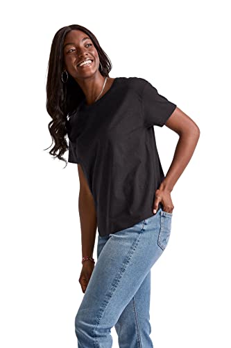 Hanes Originals Tri-Blend, Lightweight T-Shirt for Women, Relaxed Fit, Black, 2X Large