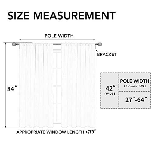 Easy-Going Rod Pocket Curtains for Bedroom, Room Darkening Window Curtains for Living Room, Thermal Insulated Noise Reduction Solid Window Drapes, 2 Panels(42x84 in, White)