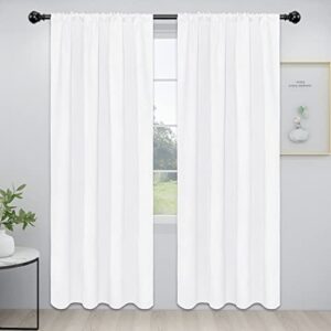 easy-going rod pocket curtains for bedroom, room darkening window curtains for living room, thermal insulated noise reduction solid window drapes, 2 panels(42x84 in, white)