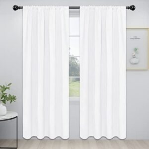 Easy-Going Rod Pocket Curtains for Bedroom, Room Darkening Window Curtains for Living Room, Thermal Insulated Noise Reduction Solid Window Drapes, 2 Panels(42x84 in, White)