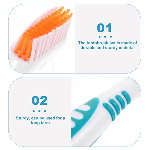 Healvian 2 Sets Travel Toothbrush Set Denture Toothbrush and Toothbrush Storage Box Box Soft Double Bristle False Teeth Brush Denture Cleaning Tool